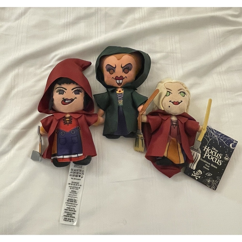 NEW Disney Parks Sanderson Sisters Hocus Pocus Small Plush Set Halloween 6.5-8"